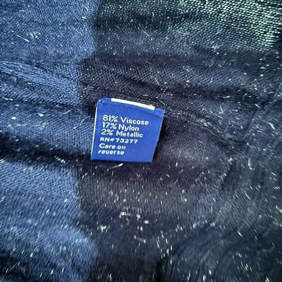 APT 9 Cardigan Womens Medium Blue Metallic Fuzzy Open Drape Sweater Ladies - Picture 7 of 8